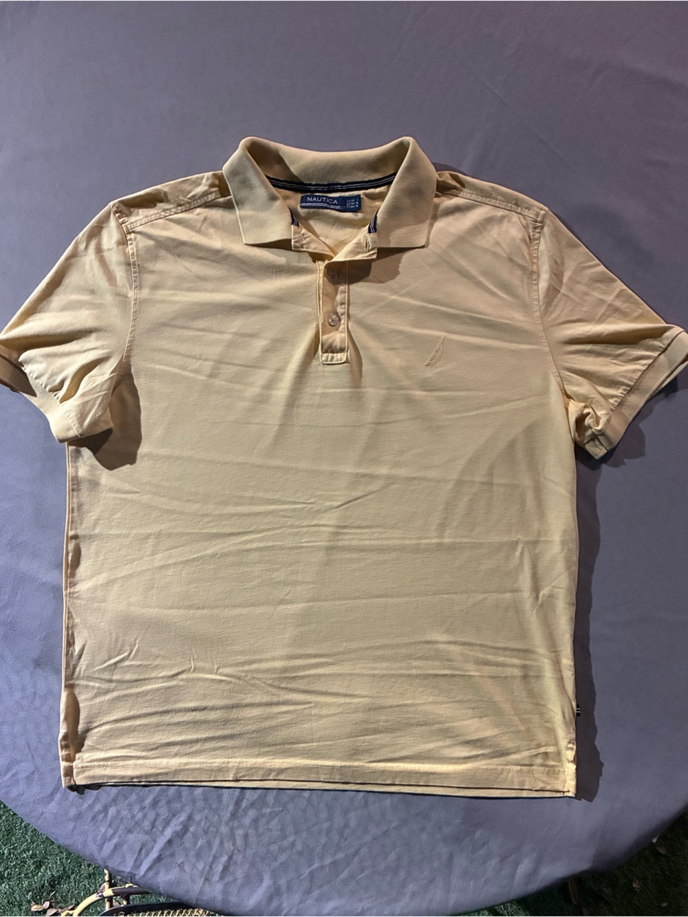 Nautica Pale Yellow Polo with Navy Trim